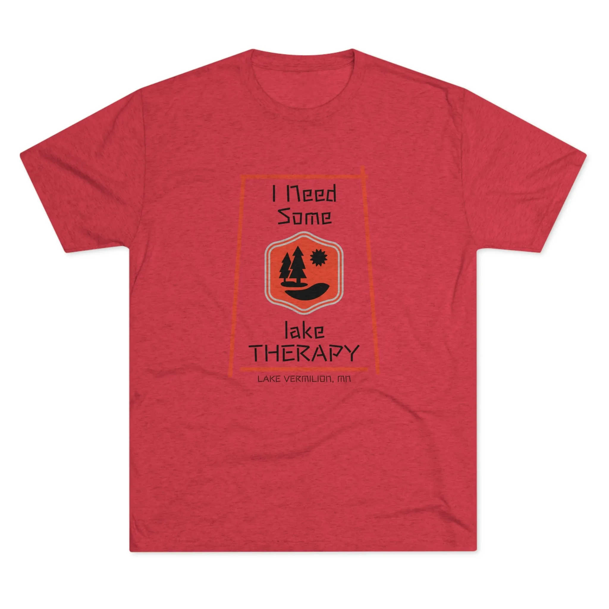 Lake Therapy - Red Accents - Lake Vermilion - Unisex Tri-Blend Crew Tee