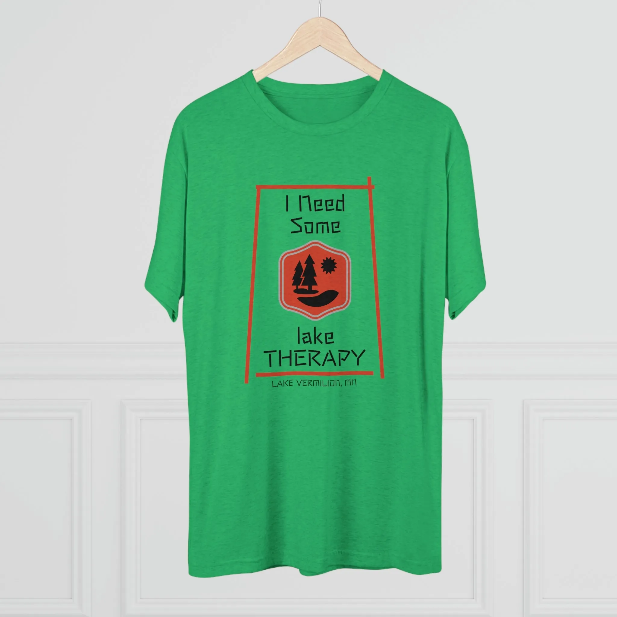 Lake Therapy - Red Accents - Lake Vermilion - Unisex Tri-Blend Crew Tee