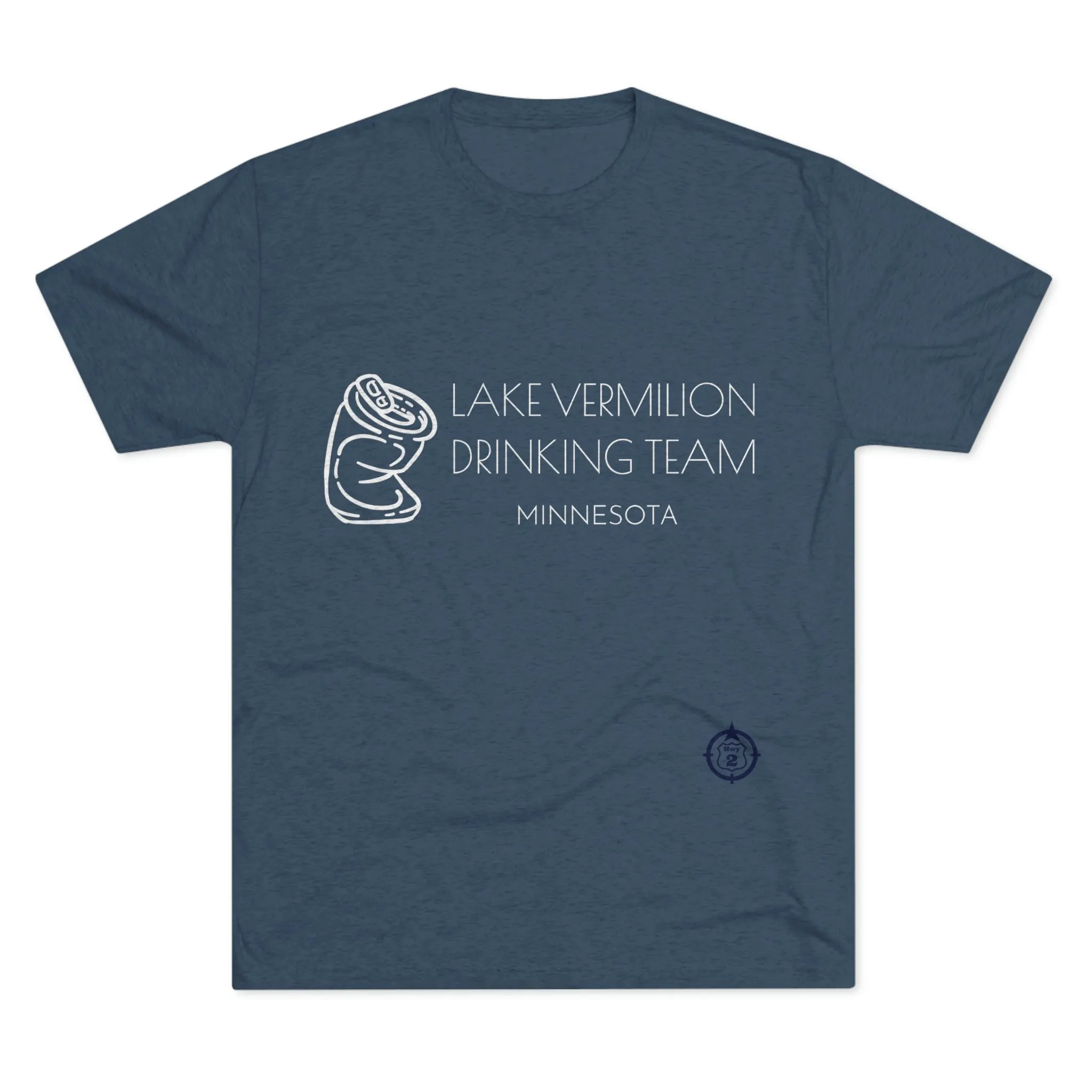 Lake Vermilion - Drinking Team - Crushed Can - White Graphic - Unisex Tri-Blend Crew Tee