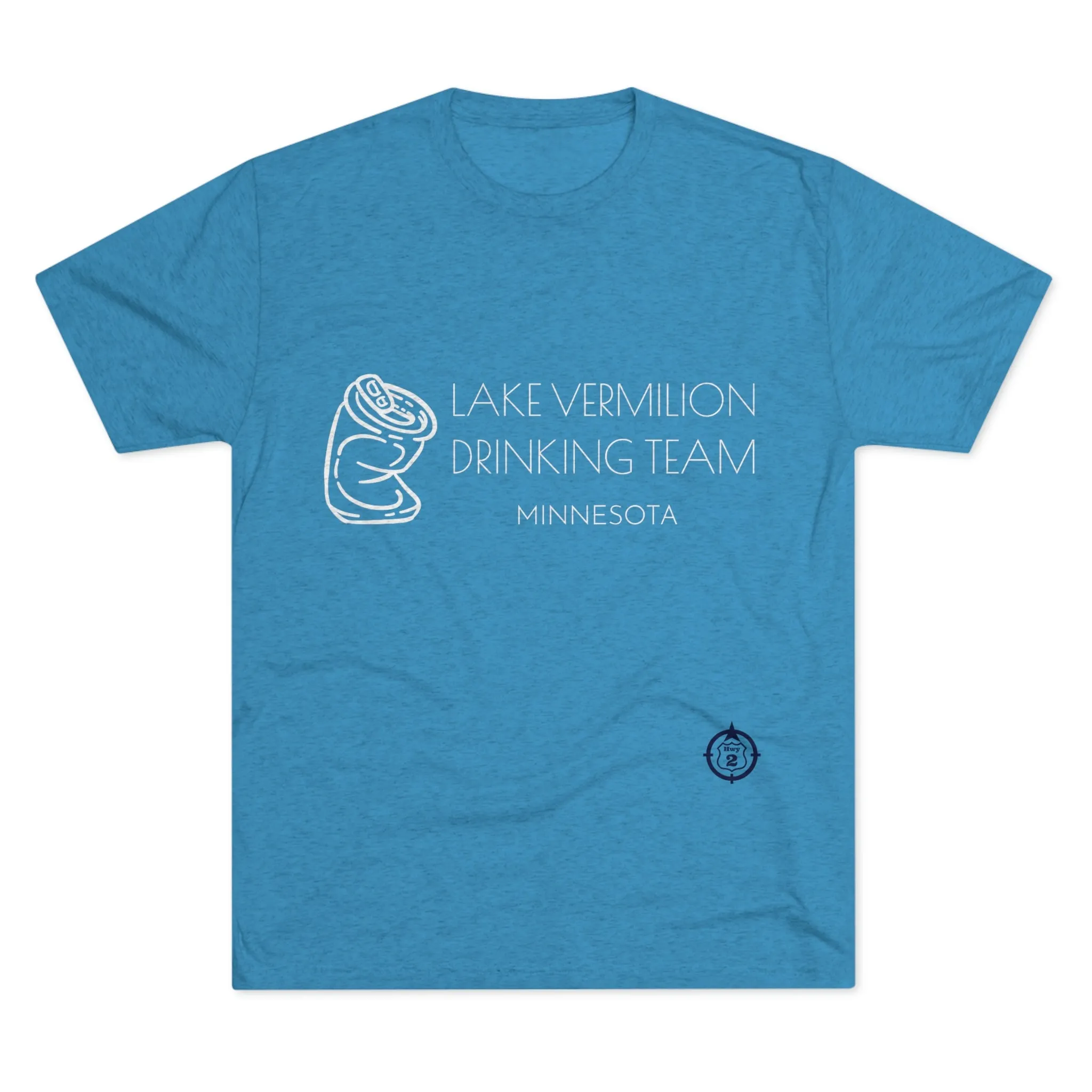 Lake Vermilion - Drinking Team - Crushed Can - White Graphic - Unisex Tri-Blend Crew Tee