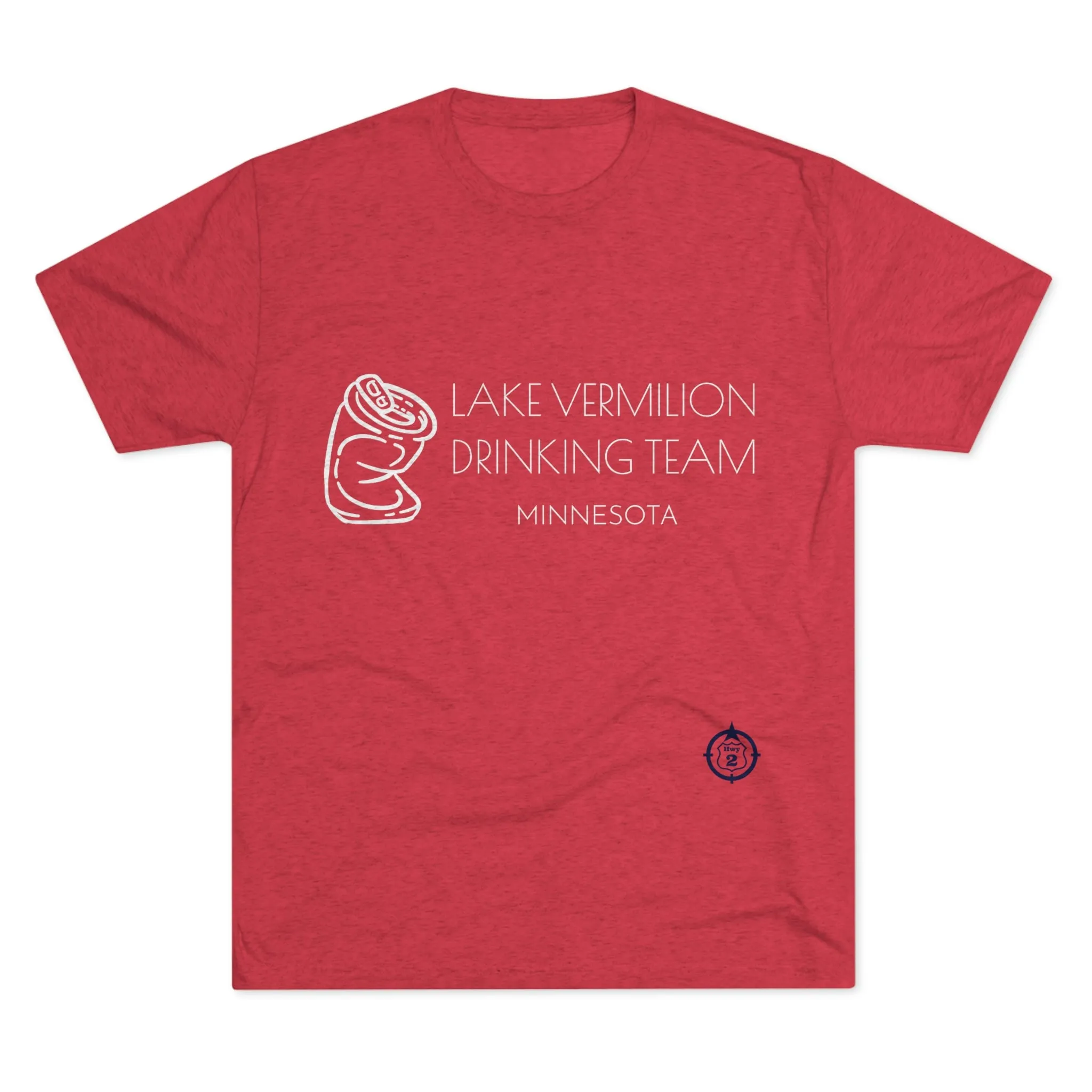 Lake Vermilion - Drinking Team - Crushed Can - White Graphic - Unisex Tri-Blend Crew Tee