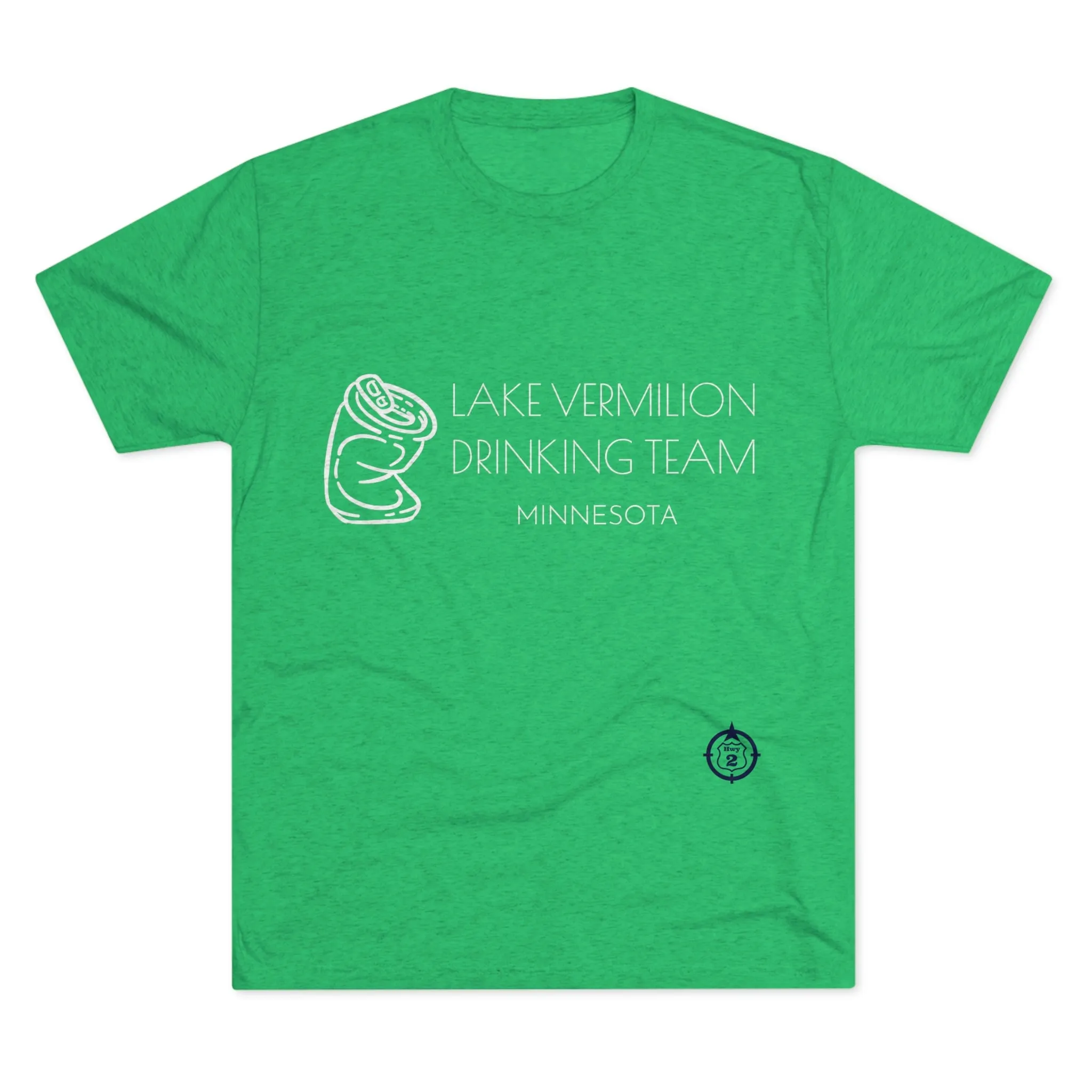 Lake Vermilion - Drinking Team - Crushed Can - White Graphic - Unisex Tri-Blend Crew Tee