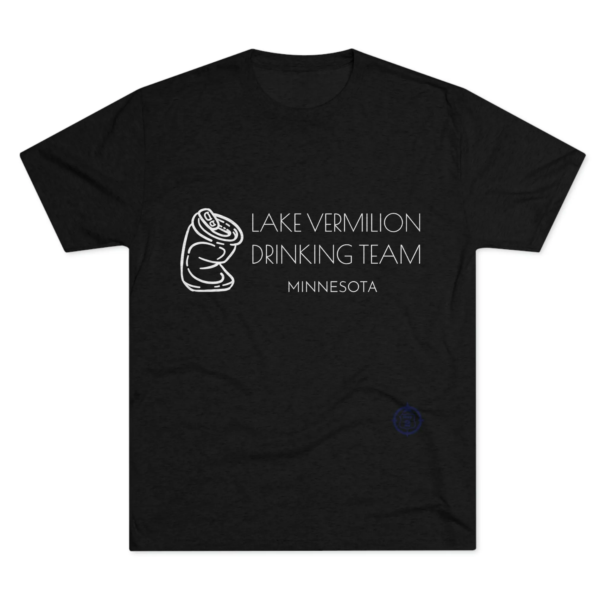 Lake Vermilion - Drinking Team - Crushed Can - White Graphic - Unisex Tri-Blend Crew Tee