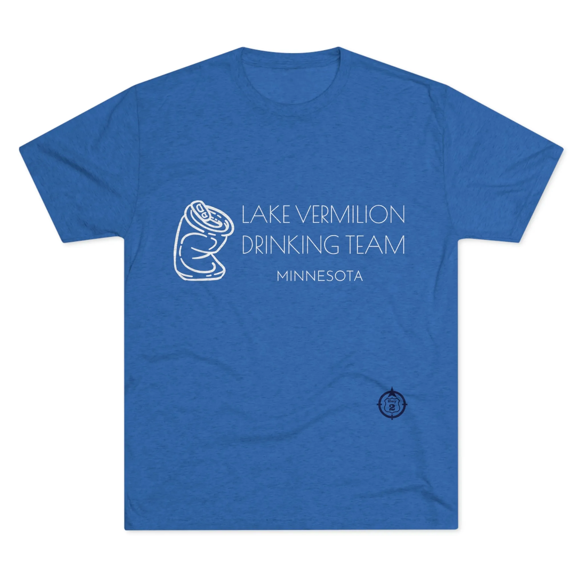 Lake Vermilion - Drinking Team - Crushed Can - White Graphic - Unisex Tri-Blend Crew Tee