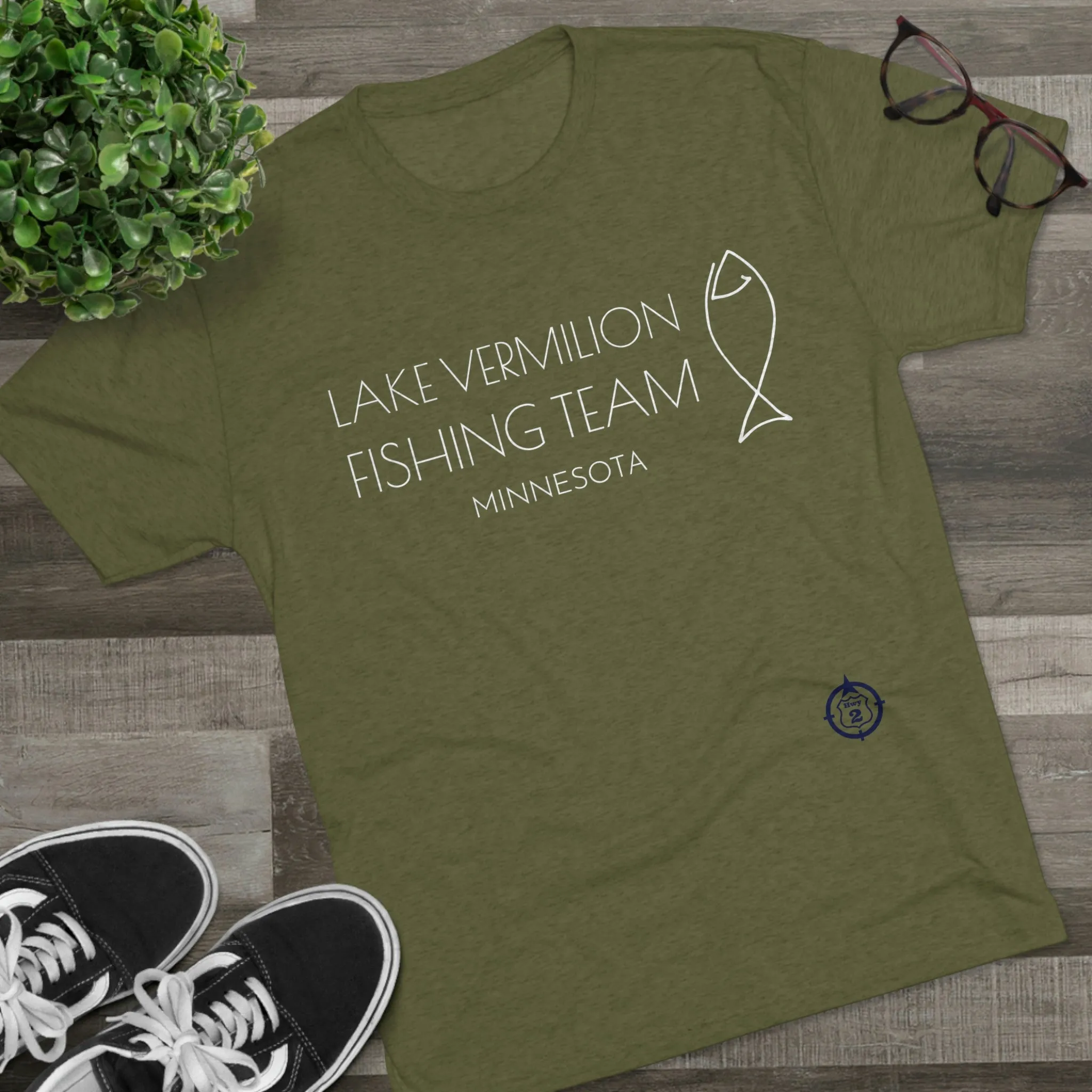 Lake Vermilion - Fishing Team - White Graphic - Unisex Tri-Blend Crew Tee
