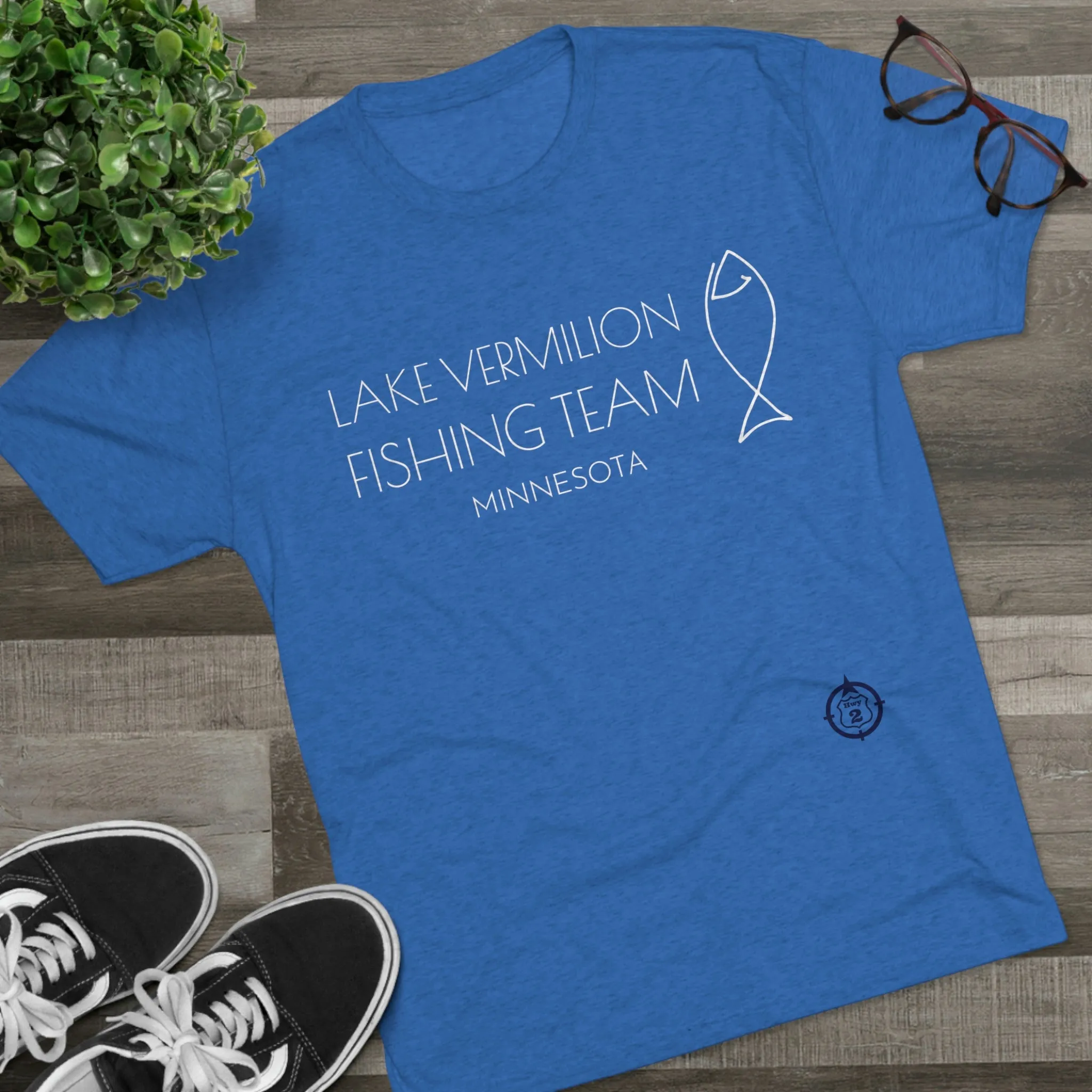 Lake Vermilion - Fishing Team - White Graphic - Unisex Tri-Blend Crew Tee