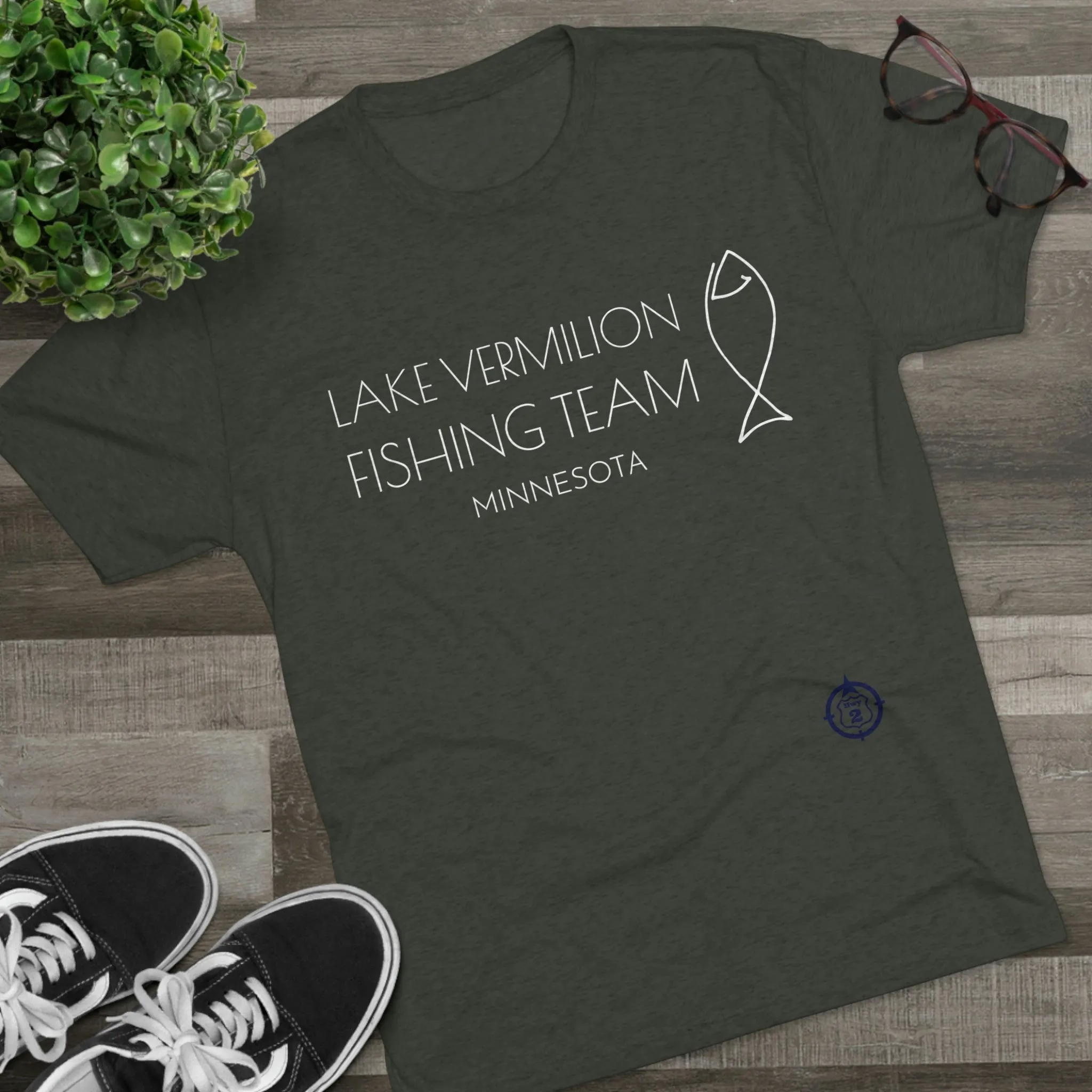Lake Vermilion - Fishing Team - White Graphic - Unisex Tri-Blend Crew Tee