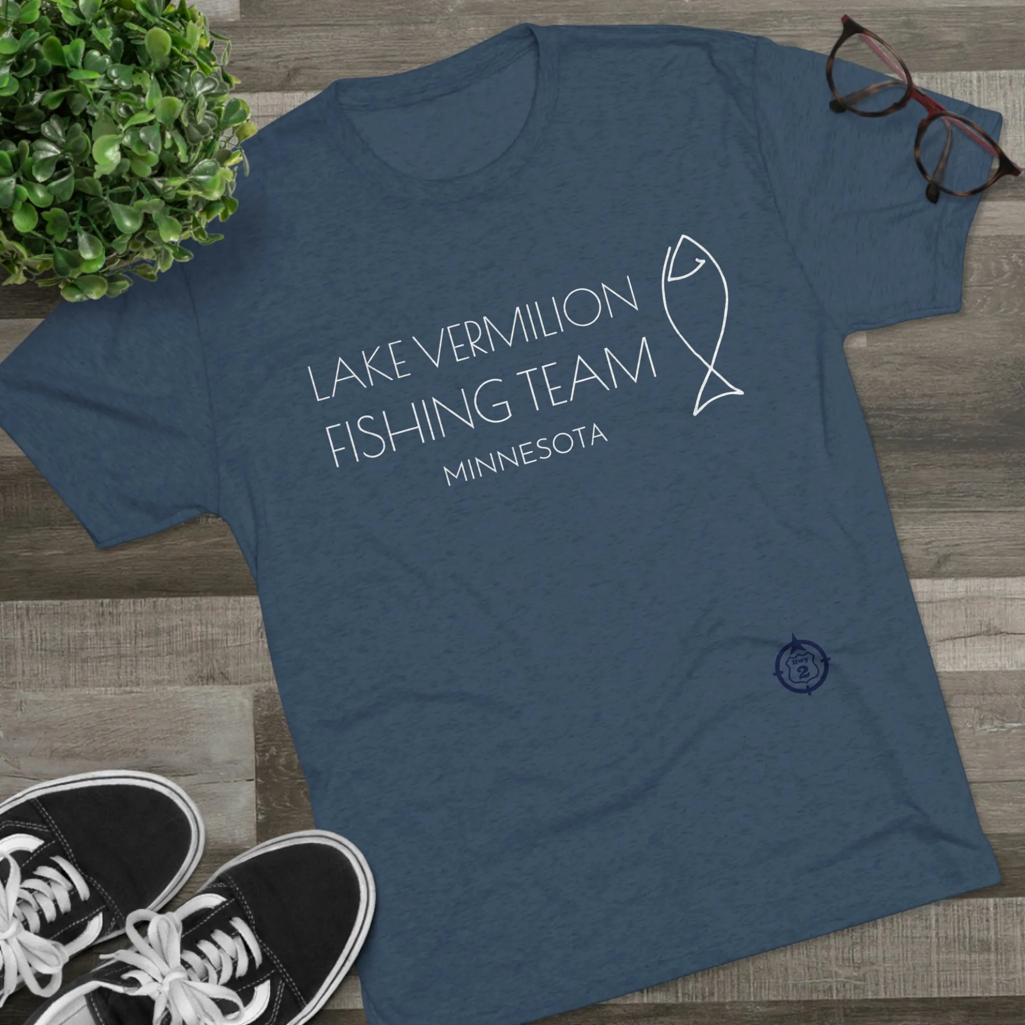 Lake Vermilion - Fishing Team - White Graphic - Unisex Tri-Blend Crew Tee