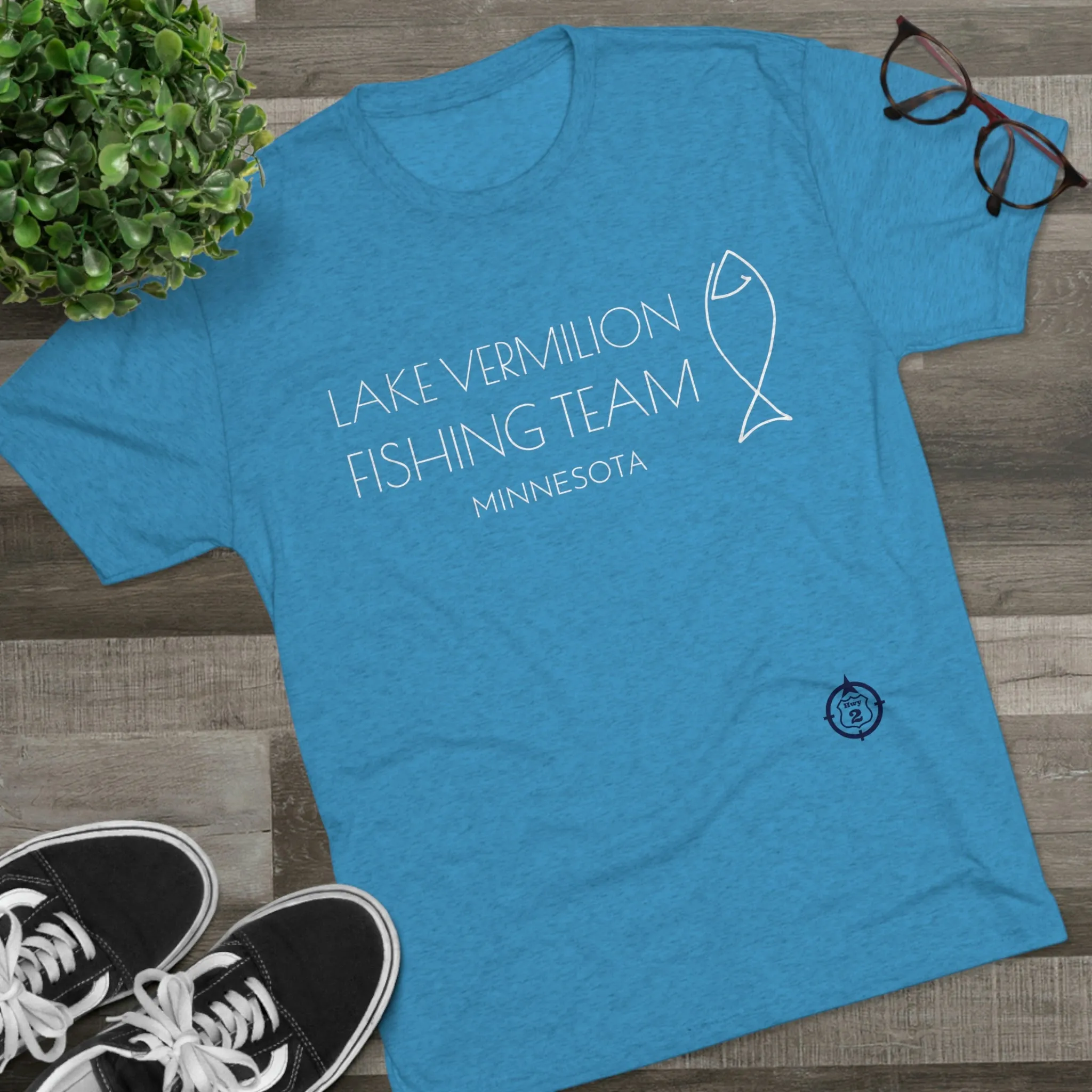 Lake Vermilion - Fishing Team - White Graphic - Unisex Tri-Blend Crew Tee
