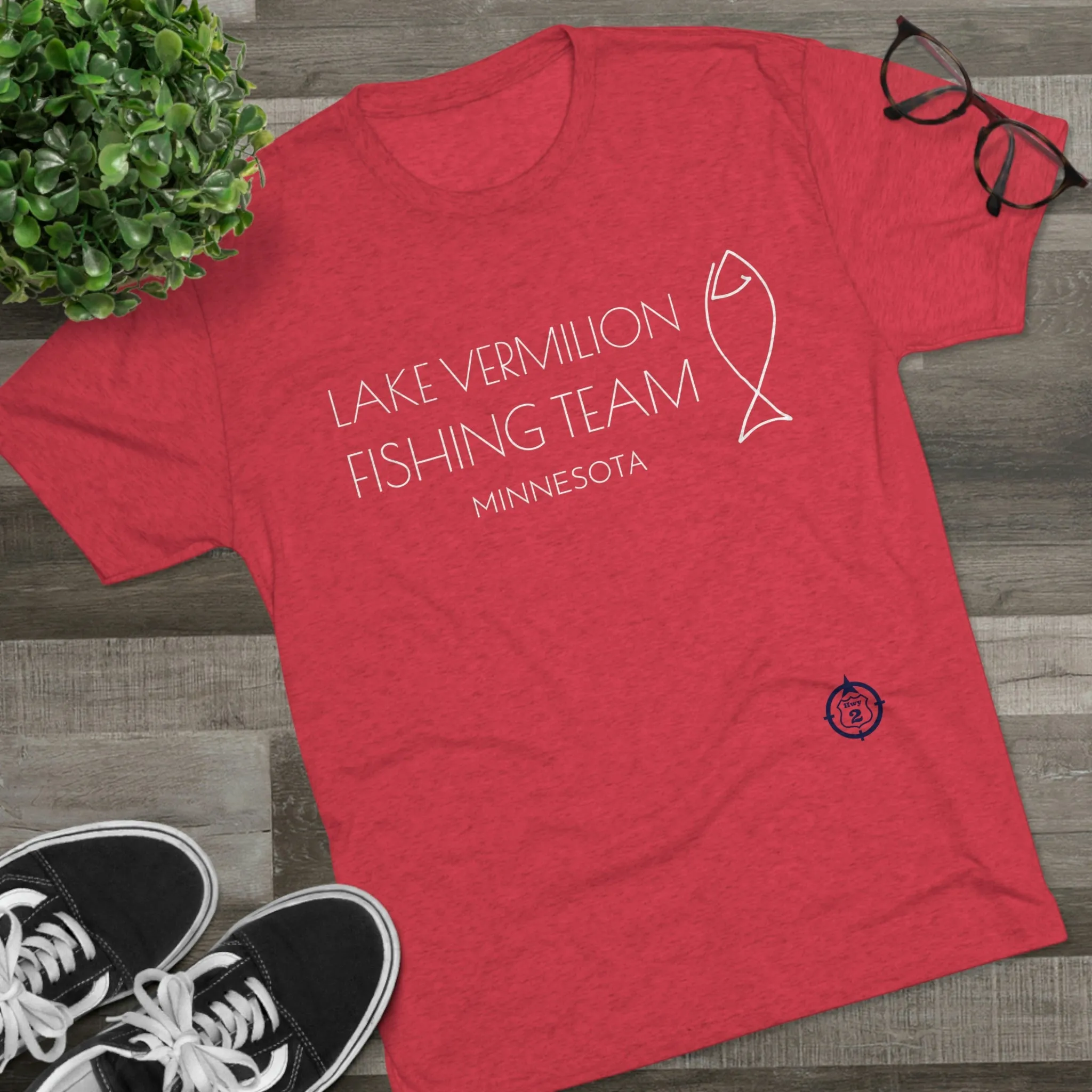 Lake Vermilion - Fishing Team - White Graphic - Unisex Tri-Blend Crew Tee