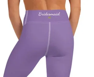 Lavender Pastel Purple Tights, Purple Solid Color Bridesmaid Print Yoga Capri Leggings-Made in USA