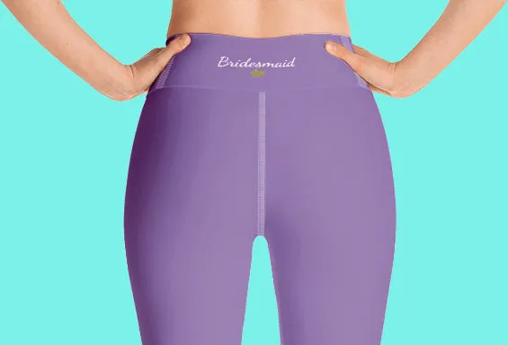 Lavender Pastel Purple Tights, Purple Solid Color Bridesmaid Print Yoga Capri Leggings-Made in USA