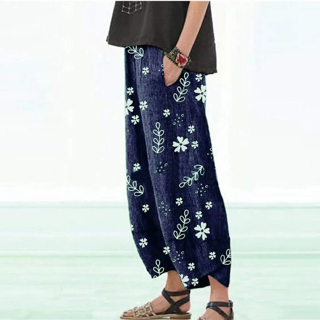 LCMTWX Summer Clothes for Women Pants Elastic Waist Loose Long Pants Haren Pants Trousers Women's Pants Women White Pants