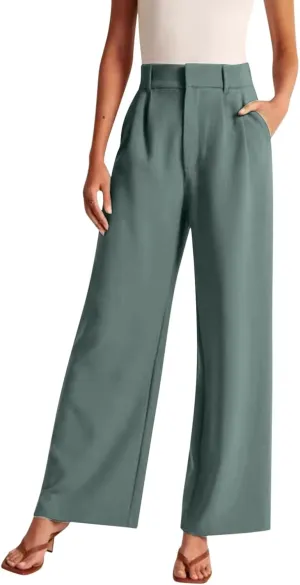 LCMTWX Womens Stretch Pants Leg Pants Casual Drawstring Elastic Trousers Comfy Straight Leg Long Pants Womens Stretch