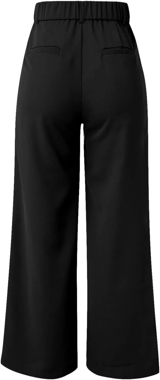 LCMTWX Womens Stretch Pants Leg Pants Casual Drawstring Elastic Trousers Comfy Straight Leg Long Pants Womens Stretch