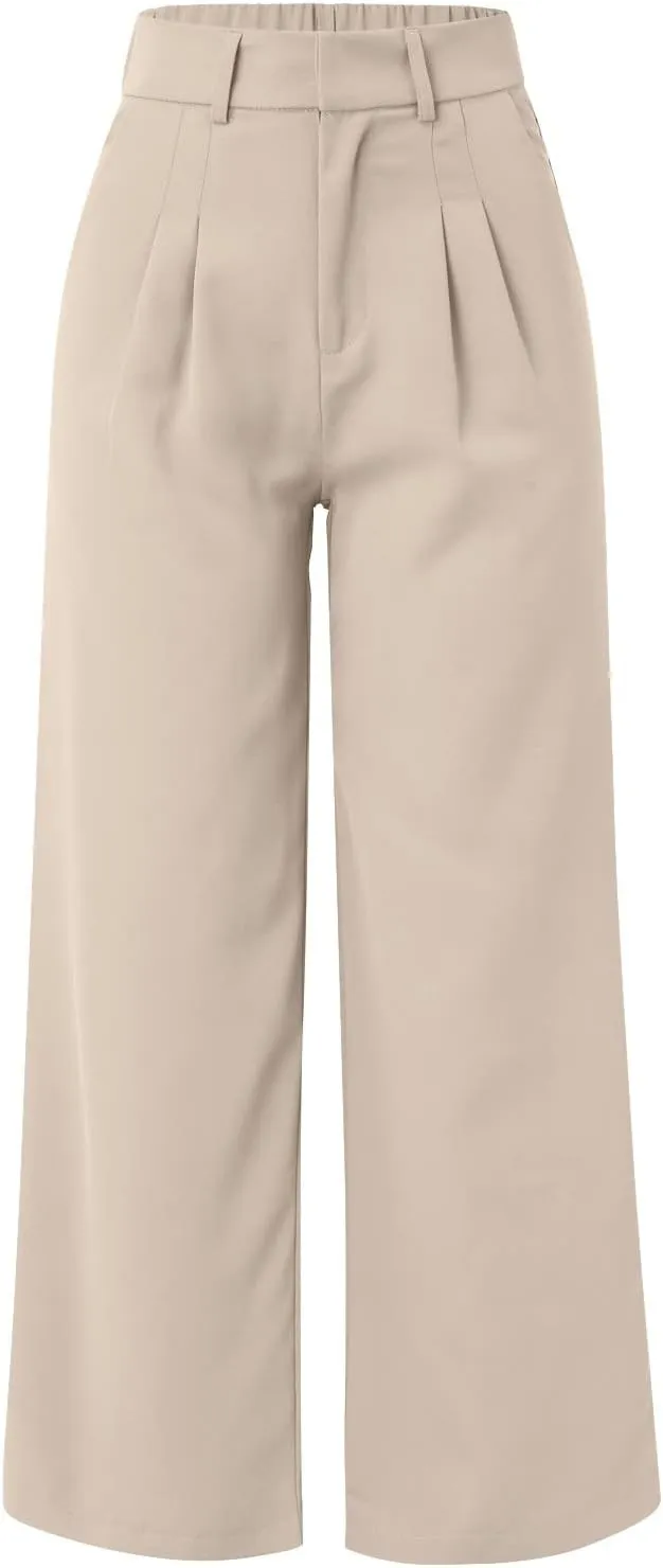 LCMTWX Womens Stretch Pants Leg Pants Casual Drawstring Elastic Trousers Comfy Straight Leg Long Pants Womens Stretch