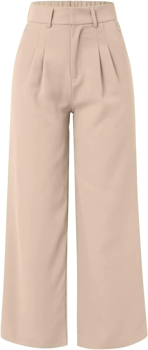 LCMTWX Womens Stretch Pants Leg Pants Casual Drawstring Elastic Trousers Comfy Straight Leg Long Pants Womens Stretch