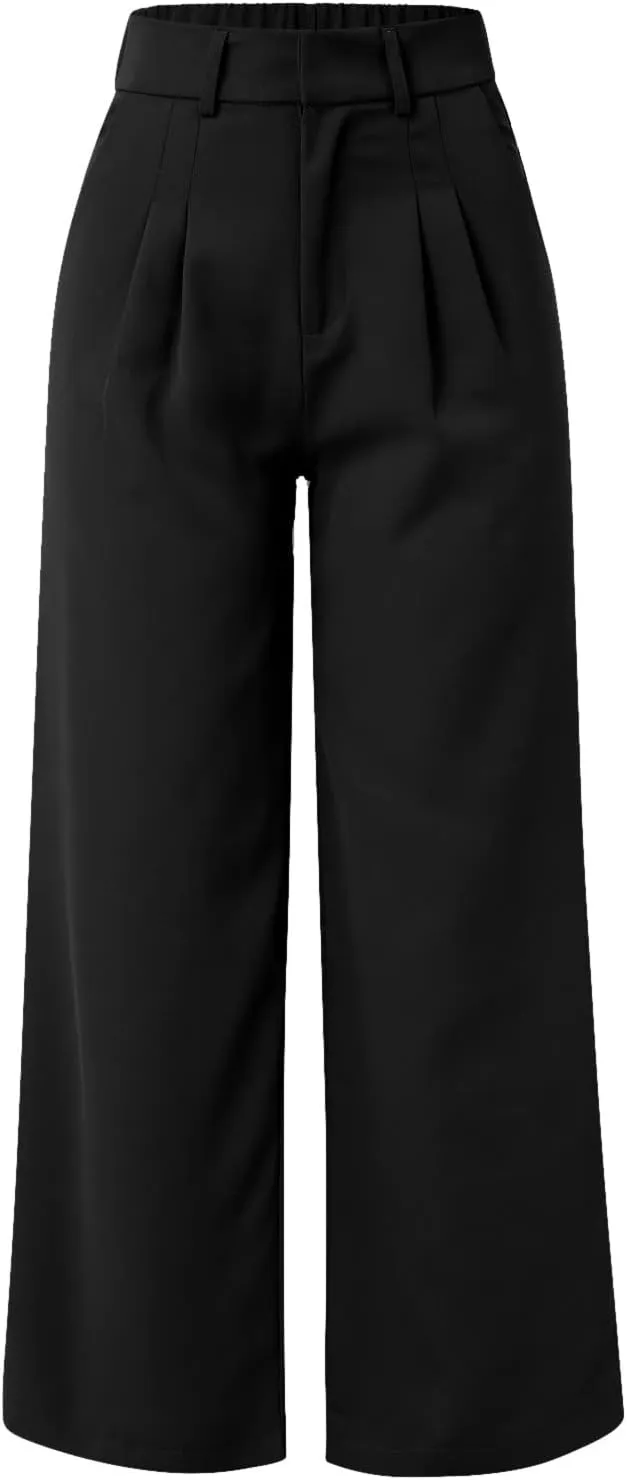 LCMTWX Womens Stretch Pants Leg Pants Casual Drawstring Elastic Trousers Comfy Straight Leg Long Pants Womens Stretch