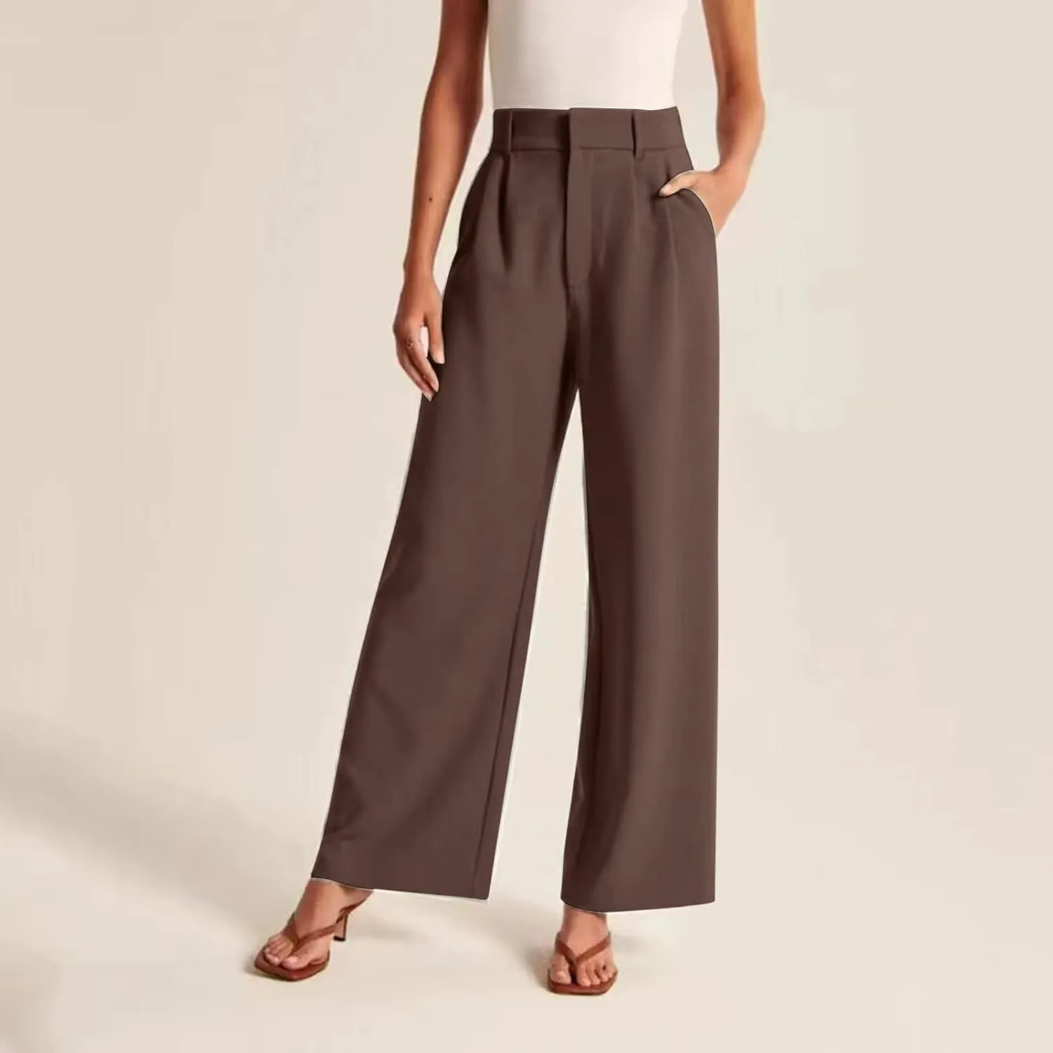 LCMTWX Womens Stretch Pants Leg Pants Casual Drawstring Elastic Trousers Comfy Straight Leg Long Pants Womens Stretch
