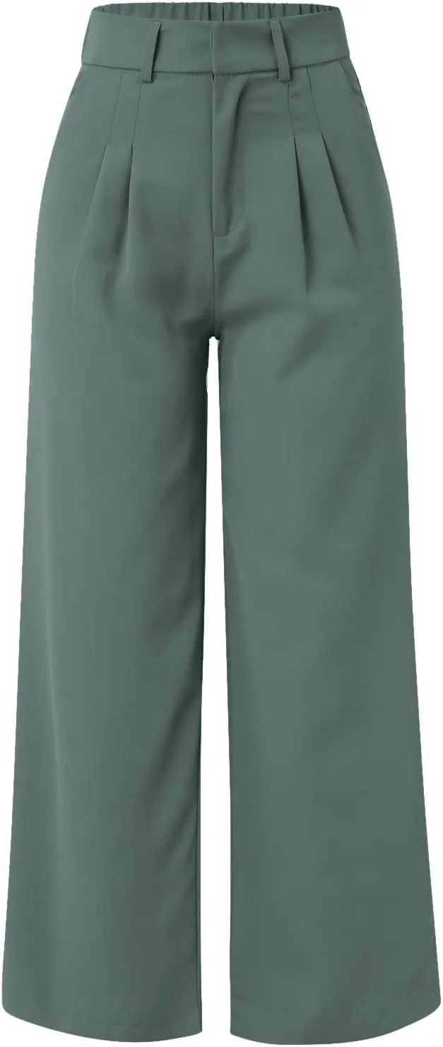 LCMTWX Womens Stretch Pants Leg Pants Casual Drawstring Elastic Trousers Comfy Straight Leg Long Pants Womens Stretch