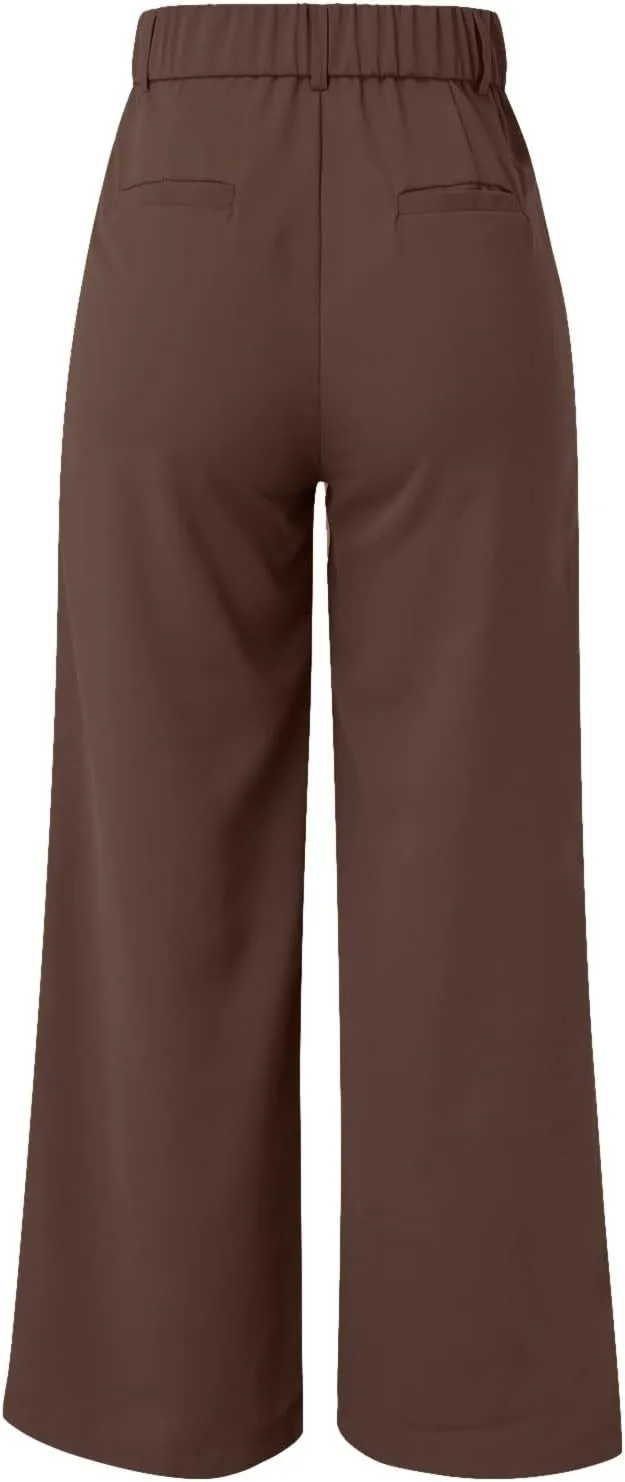 LCMTWX Womens Stretch Pants Leg Pants Casual Drawstring Elastic Trousers Comfy Straight Leg Long Pants Womens Stretch