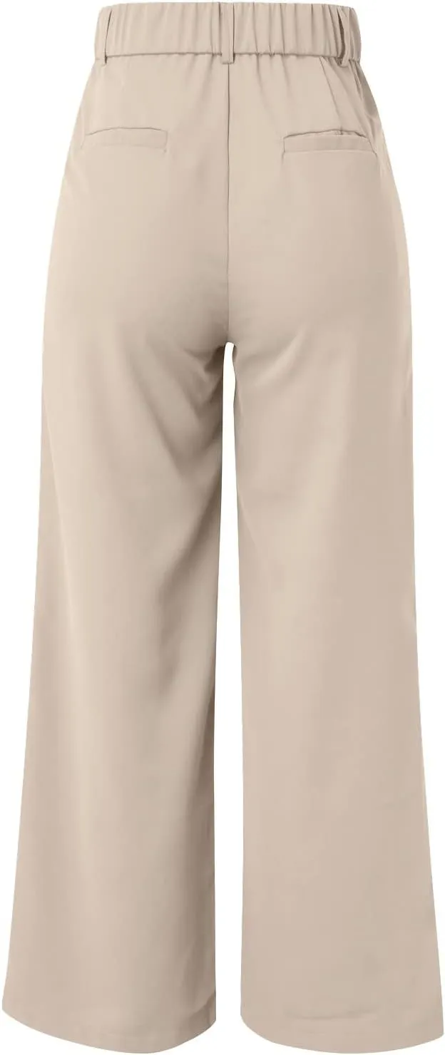 LCMTWX Womens Stretch Pants Leg Pants Casual Drawstring Elastic Trousers Comfy Straight Leg Long Pants Womens Stretch