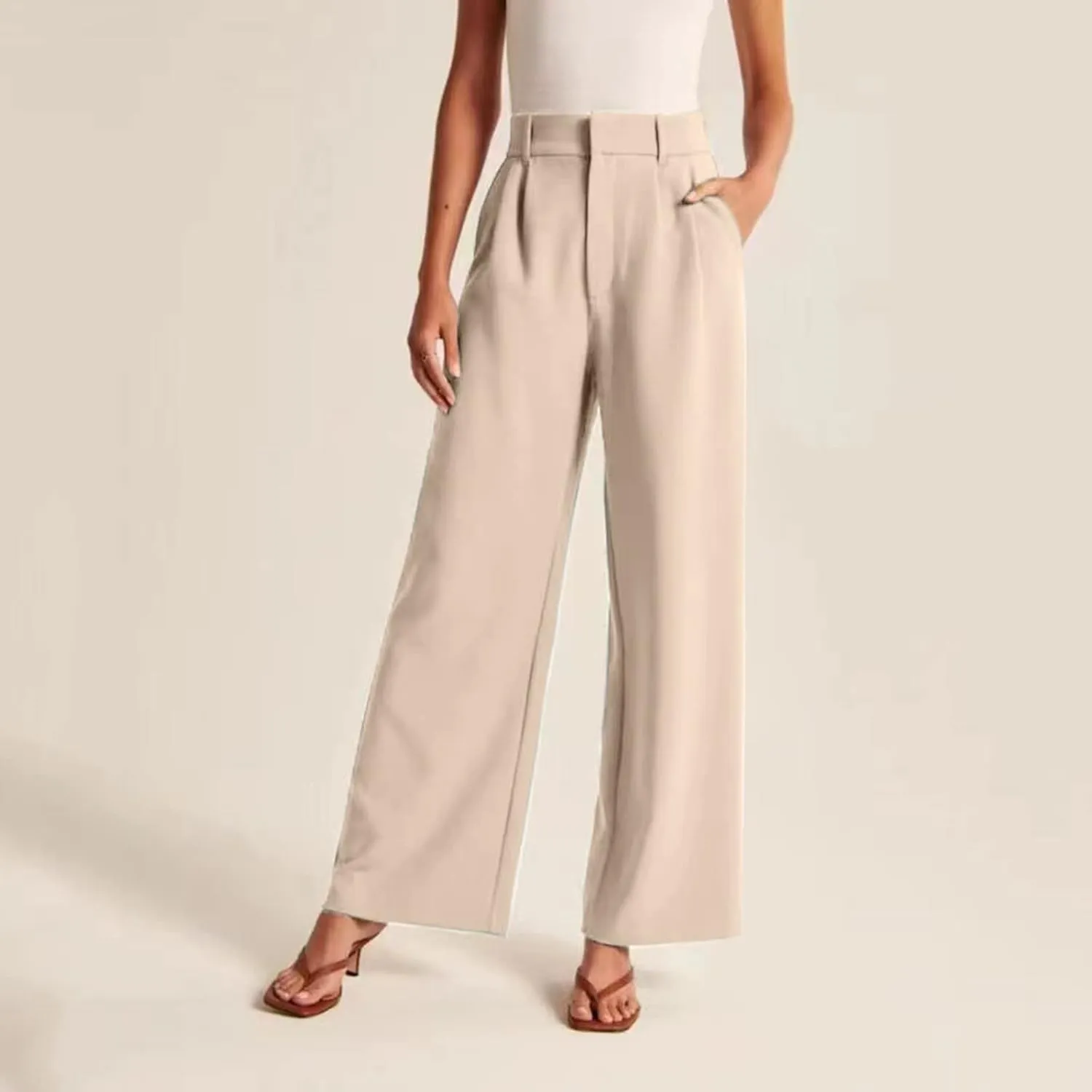 LCMTWX Womens Stretch Pants Leg Pants Casual Drawstring Elastic Trousers Comfy Straight Leg Long Pants Womens Stretch