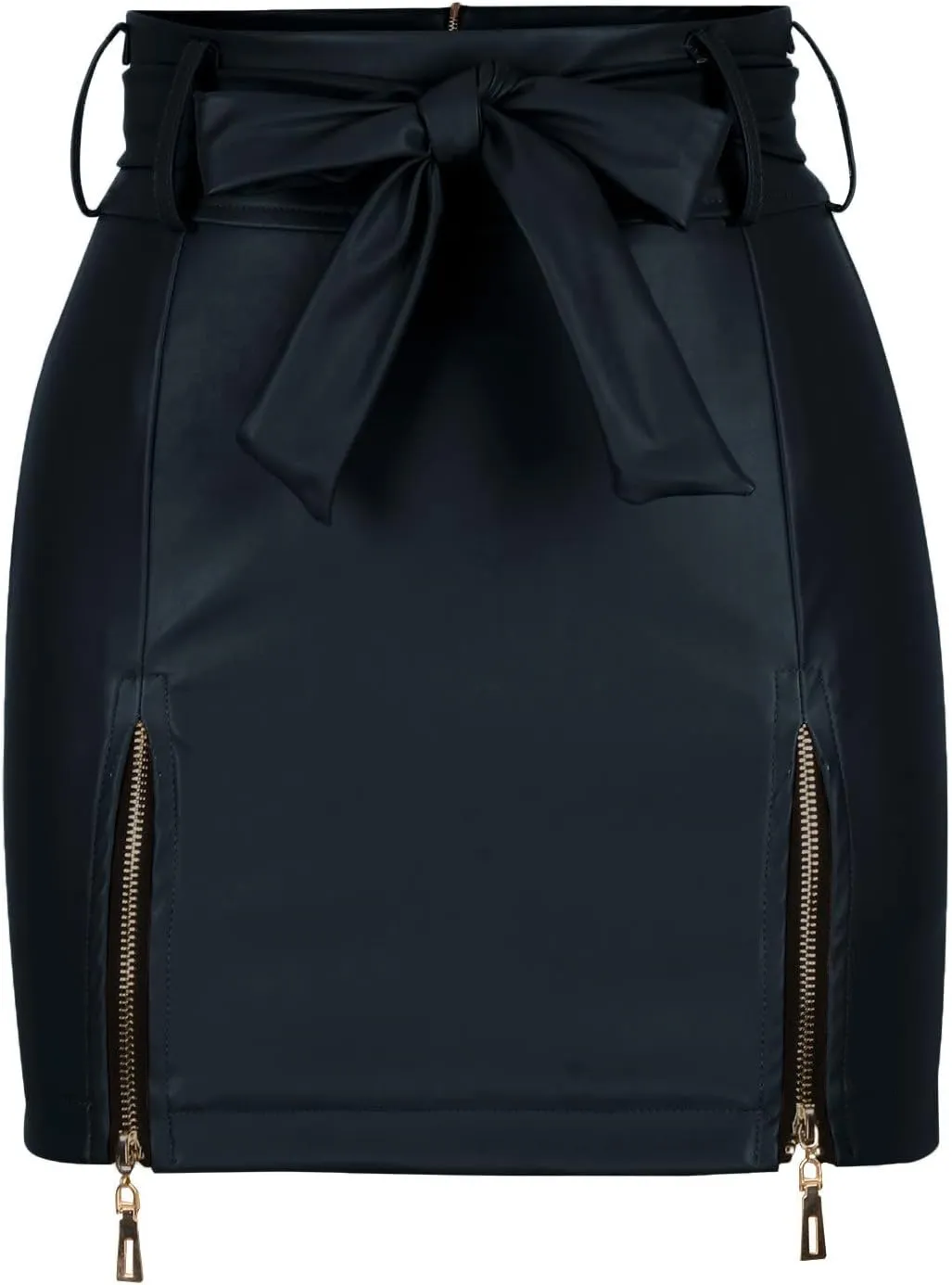 Leather Mini Skirts for Women Solid Color Sexy Zipper Up Bow High Waisted Skirt Classic High Waisted Skirt