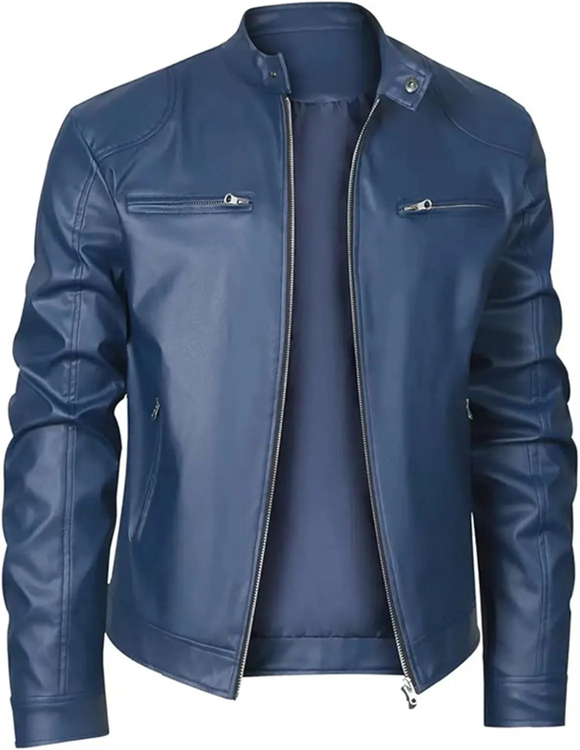 Leather Sport Jacket Men Stand Collar Moto Jacket Waterproof Faux Leather Jacket Plus Size Biker Jacket Casual Jackets