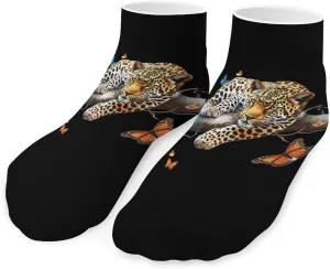 Leopard Butterflies Unisex Ankle Socks Athletic Low Cut No Show Sock Breathable Stocking