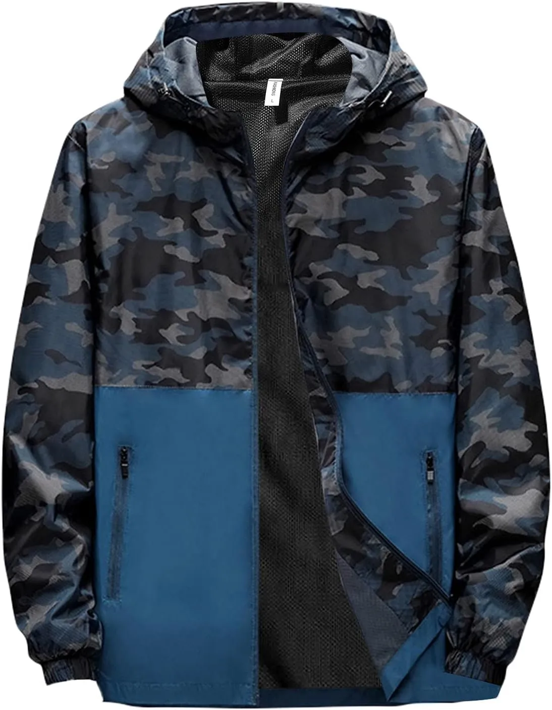 Lightweight Men's Windbreaker Waterproof Rain Jacket Casual Fall Winter Outdoor Running Hiking Zip-Up Hooded Raincoat