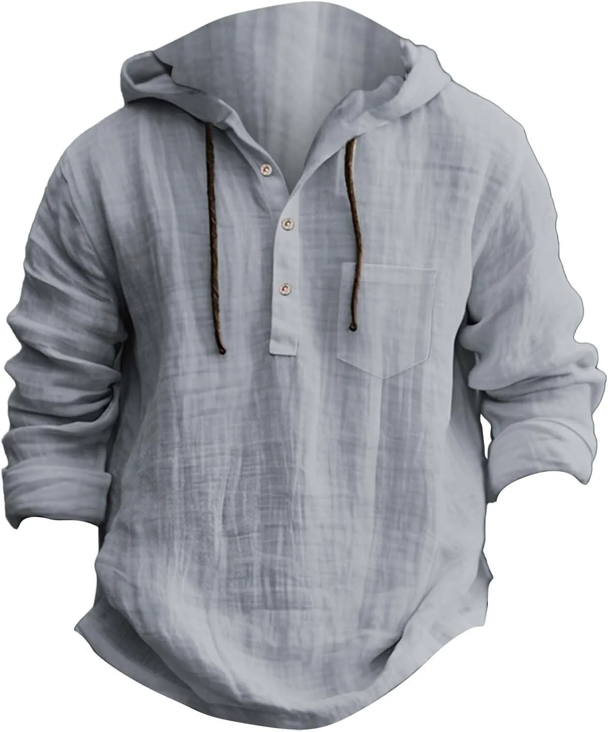 Linen Shirts for Men Lightweight Button Up Long Sleeve Hoodies Sweatshirts Lightweight Hawaiian Beach Hippie Shirt