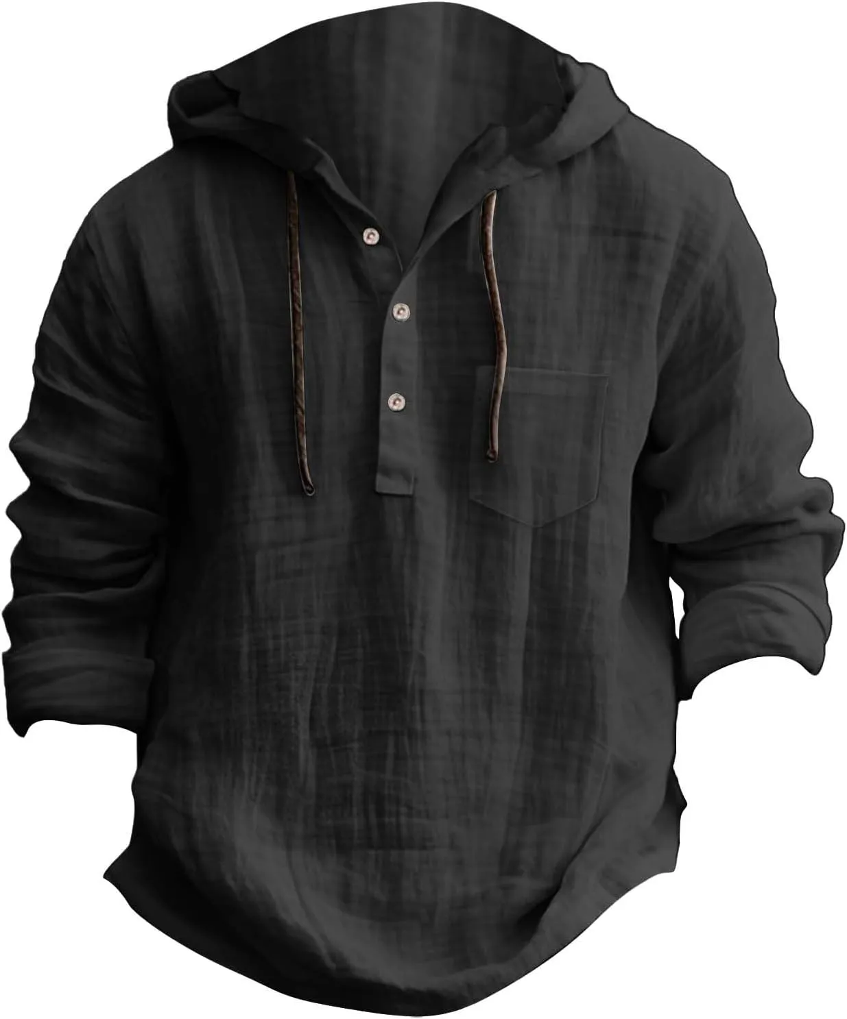 Linen Shirts for Men Lightweight Button Up Long Sleeve Hoodies Sweatshirts Lightweight Hawaiian Beach Hippie Shirt