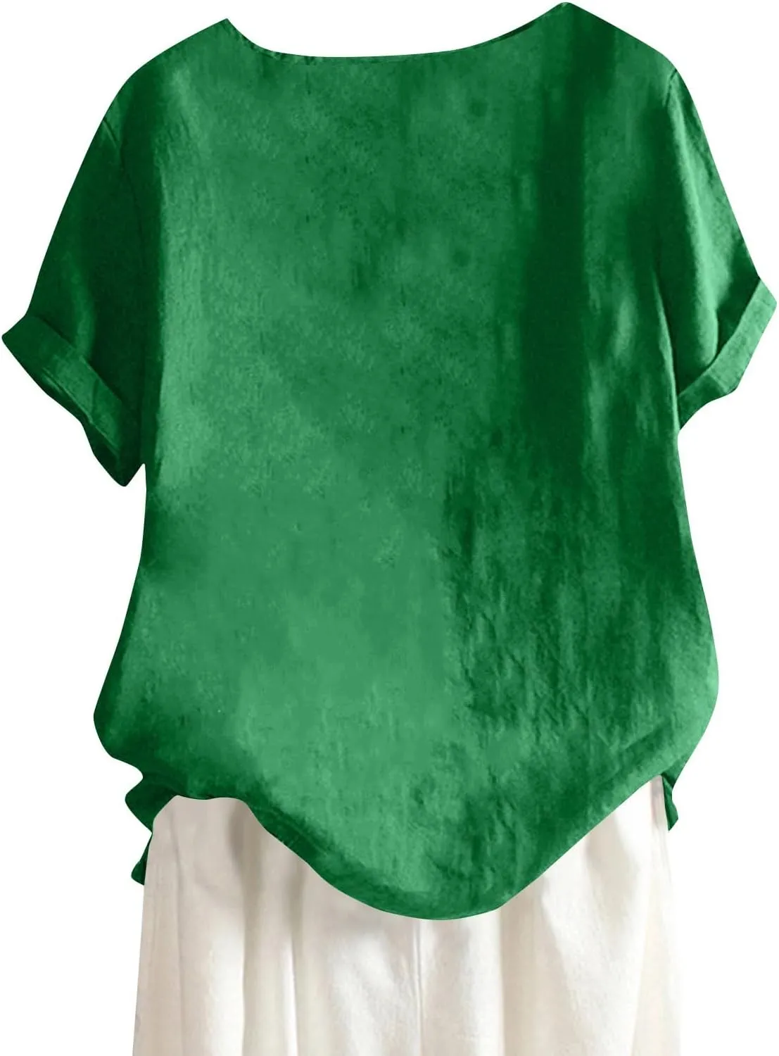 Linen Shirts for Women Loose Fit 2025 Summer Casual Crewneck Short Sleeve Tshirts Embroidery Lightweight Gauze Tops