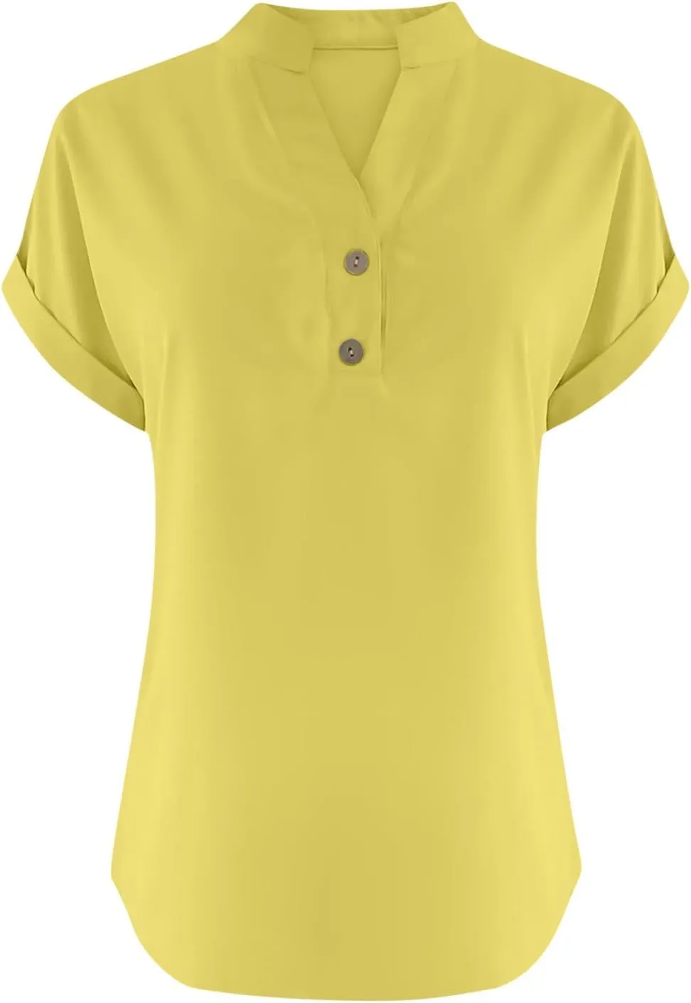 Linen Shirts for Women Loose Fit Vacation Short Sleeve Boho Tops Casual Button Up V Neck T Shirts Solid Summer Blouse