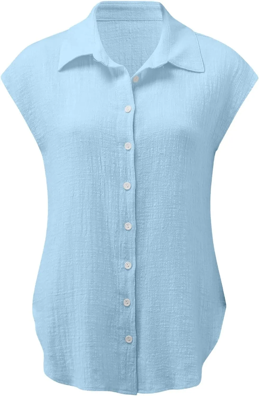 Linen Tops for Women Summer Button Down Shirts 2025 Trendy Work Shirt Tees Casual Short Sleeve Loose T-Shirts
