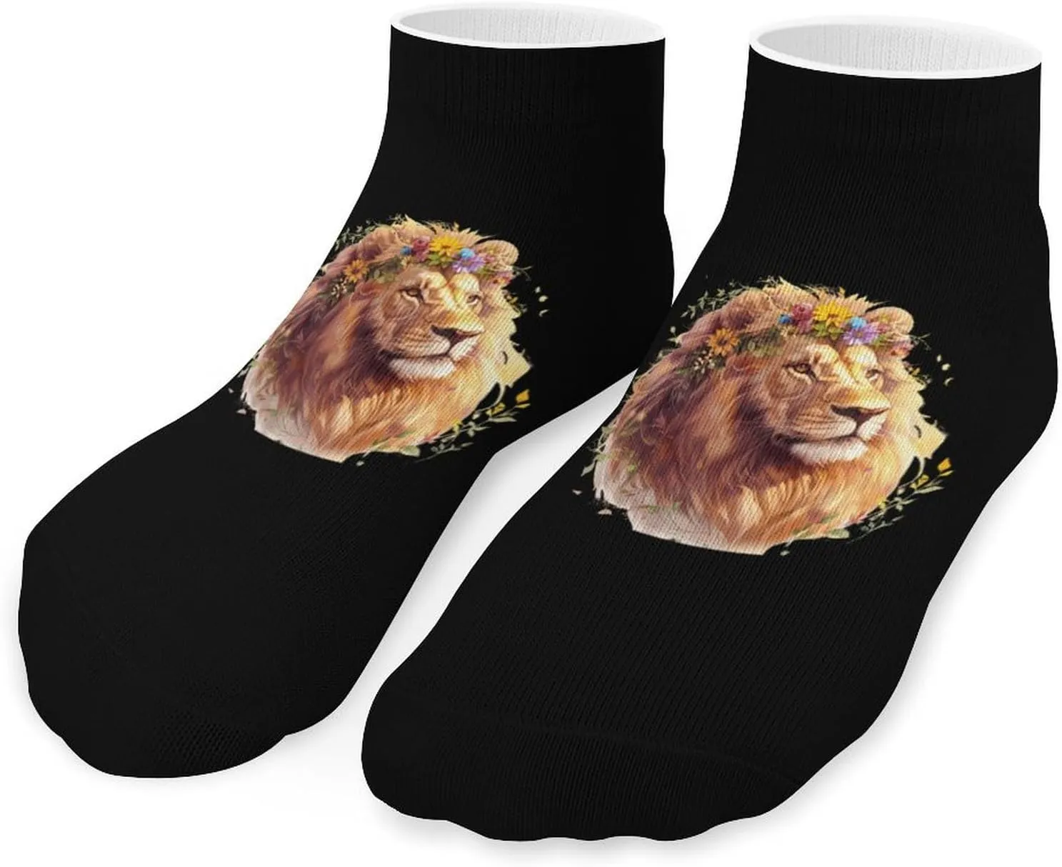 Lion Flowers Unisex Ankle Socks Athletic Low Cut No Show Sock Breathable Stocking