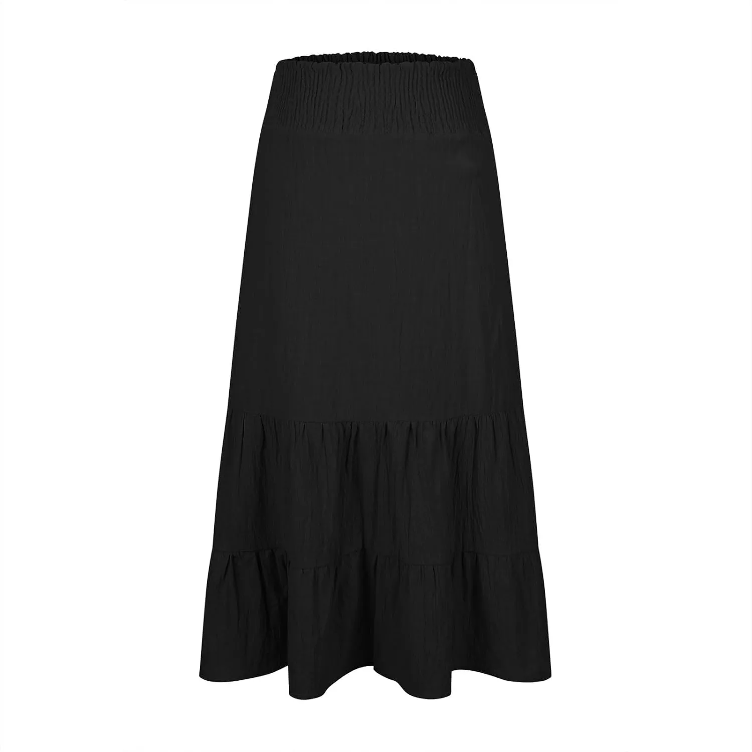 Lmdudan 2025 Women Summer Casual Elegant Smock Layered Tiered Maxi Skirt High Waisted A Line Flowy Long Skirts with Pockets