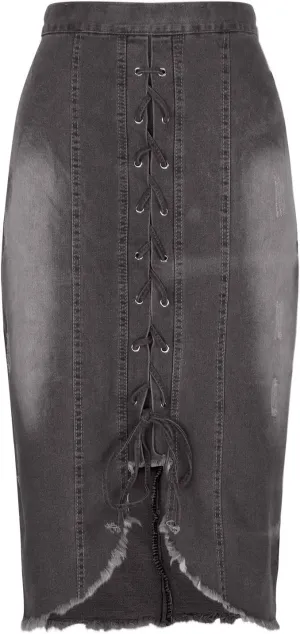 Lmdudan Denim Skirt for Women Sexy Strap High Waist Knee Length Skirts Casual Stretch Bodycon Pencil Jean Half Dress 2025