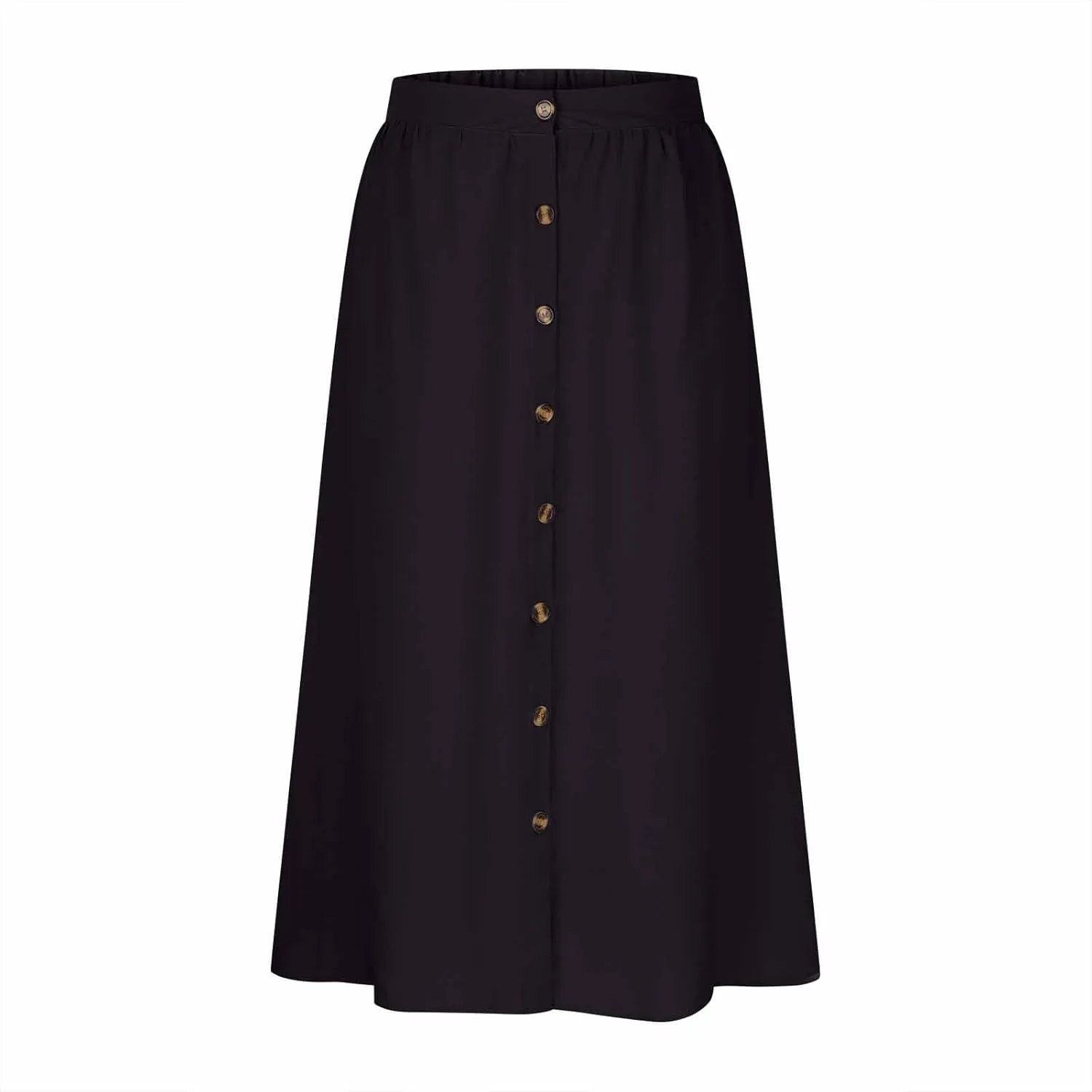Lmdudan Women Button Down Flare Midi Skirt Trendy High Waisted A Line Flowy Skirts 2025 Summer Beach Solid Color Skirts