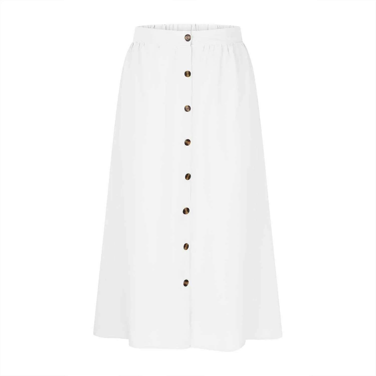 Lmdudan Women Button Down Flare Midi Skirt Trendy High Waisted A Line Flowy Skirts 2025 Summer Beach Solid Color Skirts