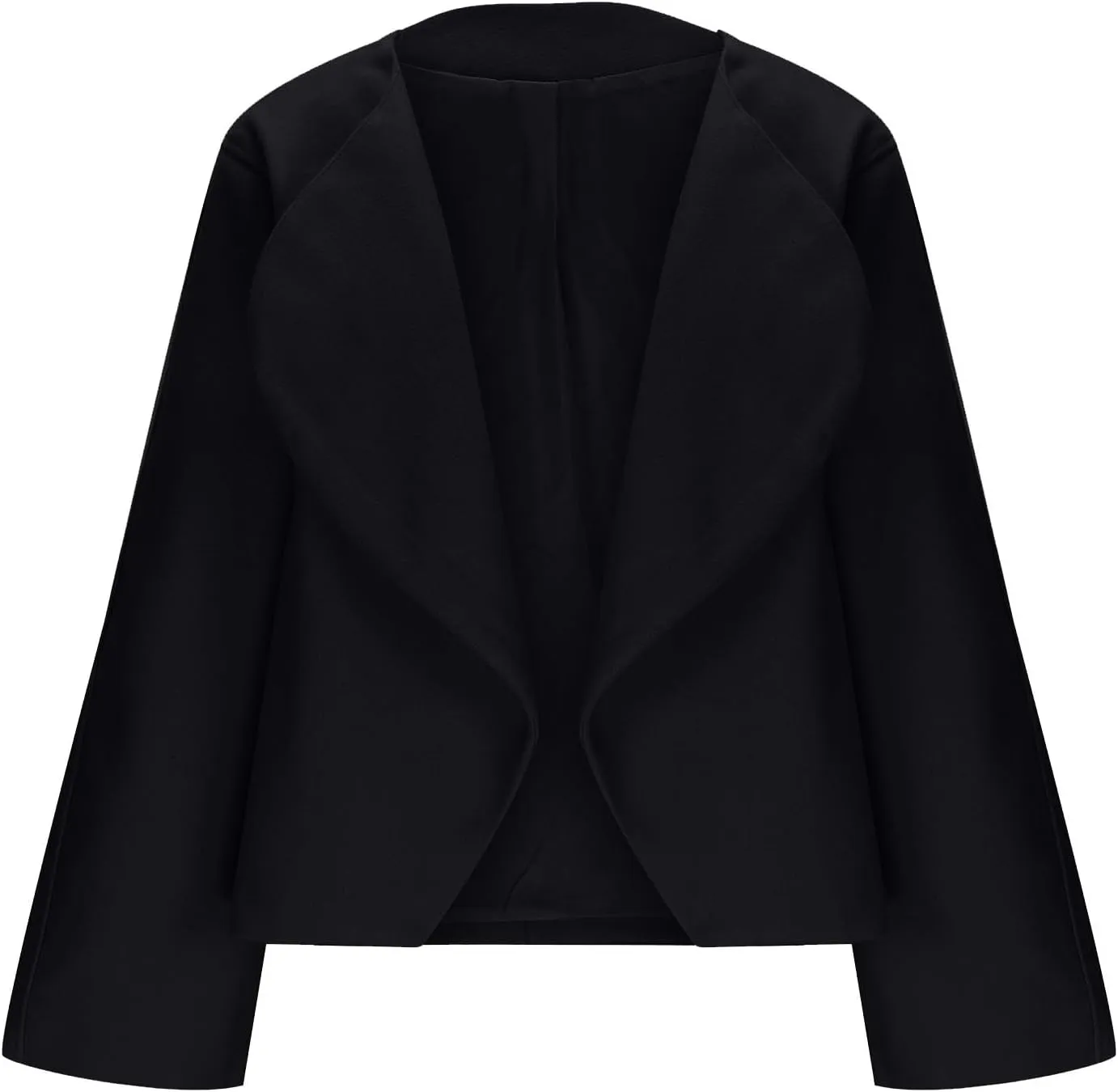 Lmdudan Women Cropped Pea Coat 2024 Winter Casual Jacket Classic Lapel Collar Open Front Fashion Loose Cardigan Outerwear