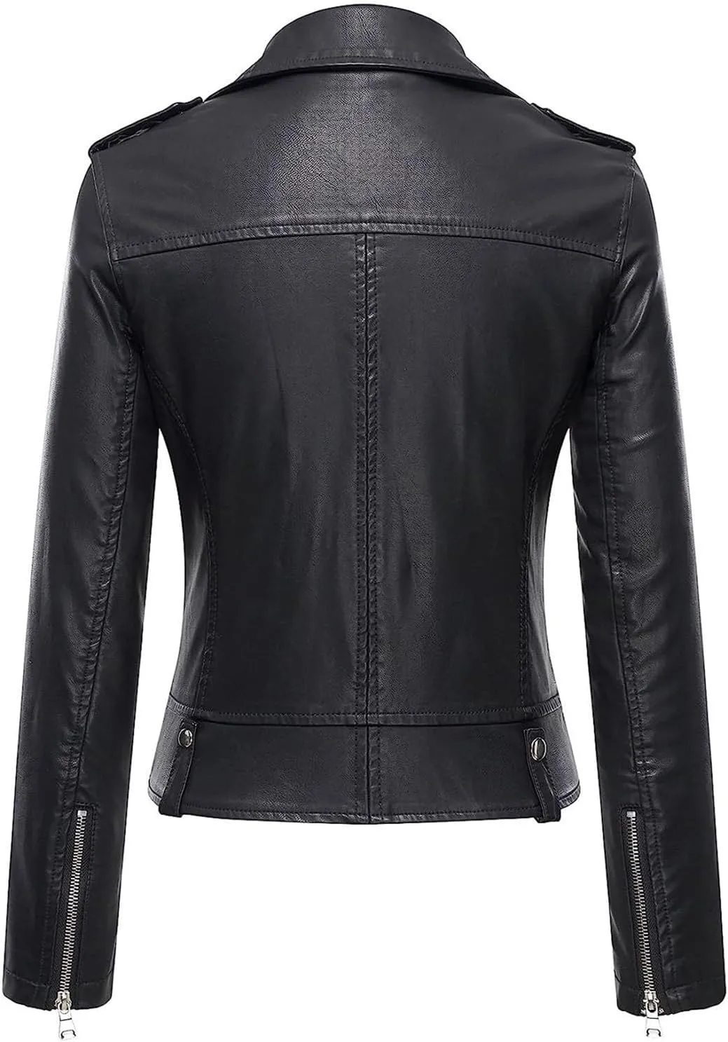 Lmdudan Women's Faux Leather Hooded Jacket Long Sleeve PU Moto Biker Outwear Fitted Slim Coat Zip Up Motorcycle Jackets Tops