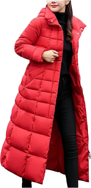 Long Down Coat Women Warm Thick Winter Windproof Puffer Jacket 2024 Trendy Slim Fit Parka Outwear with Faux Fur Hood