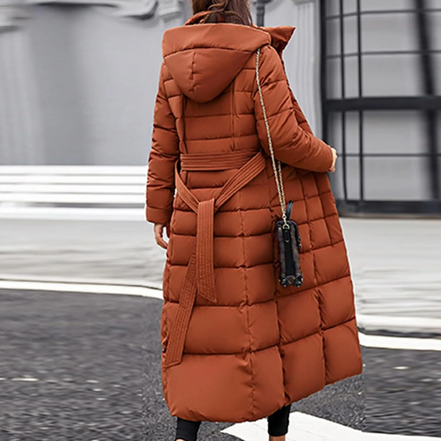 Long Down Coat Women Warm Thick Winter Windproof Puffer Jacket 2024 Trendy Slim Fit Parka Outwear with Faux Fur Hood
