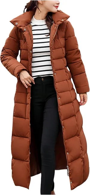 Long Down Coat Women Warm Thick Winter Windproof Puffer Jacket 2024 Trendy Slim Fit Parka Outwear with Faux Fur Hood