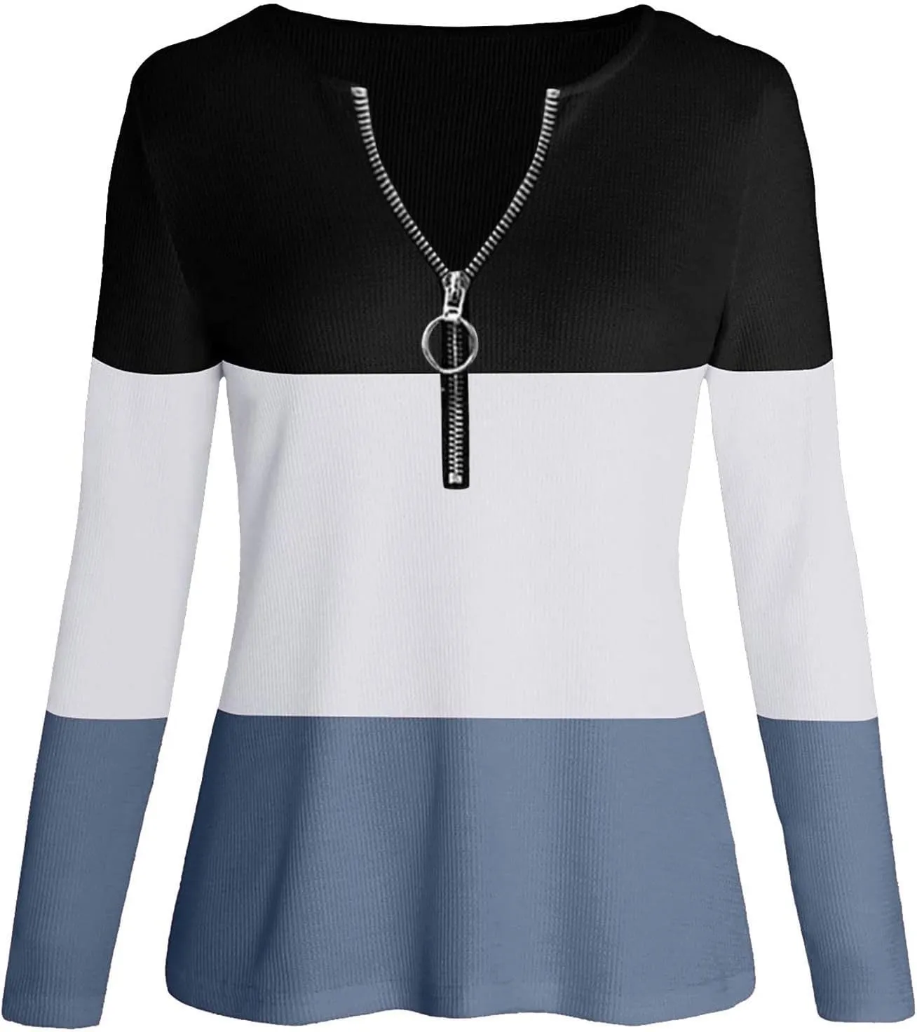 Long Sleeve Ribbed Knit Shirts for Women Casual Fall Autumn Slim Fit V-Neck Thermal Tops Cotton Tee Shirts Tops Blouses