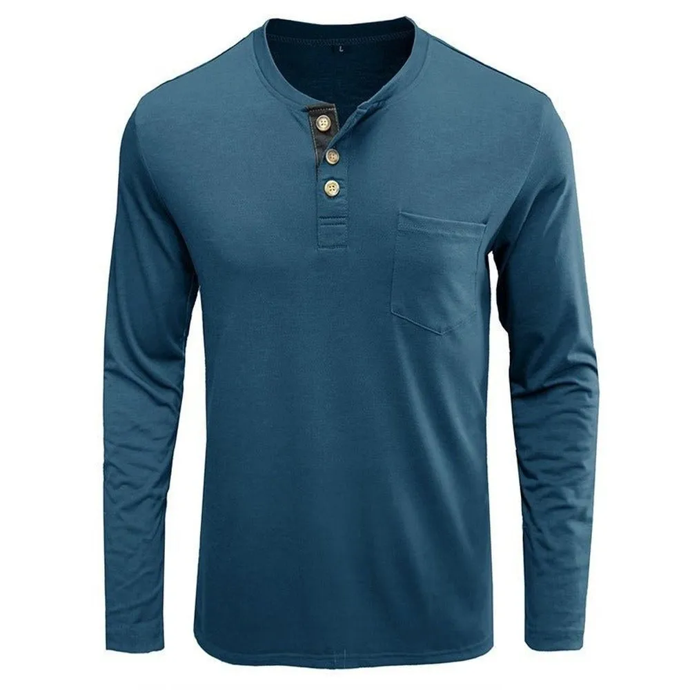 Long Sleeve T-Shirt With Buttons And Chest Pocket