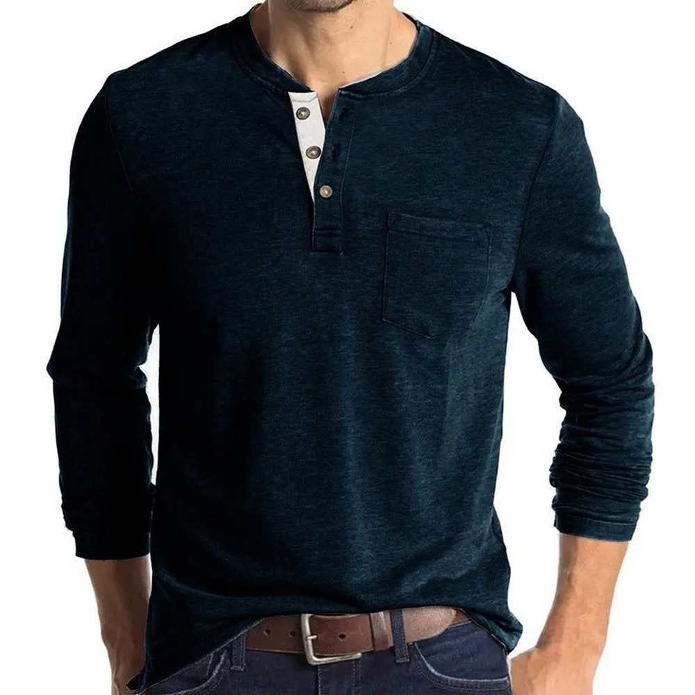 Long Sleeve T-Shirt With Buttons And Chest Pocket