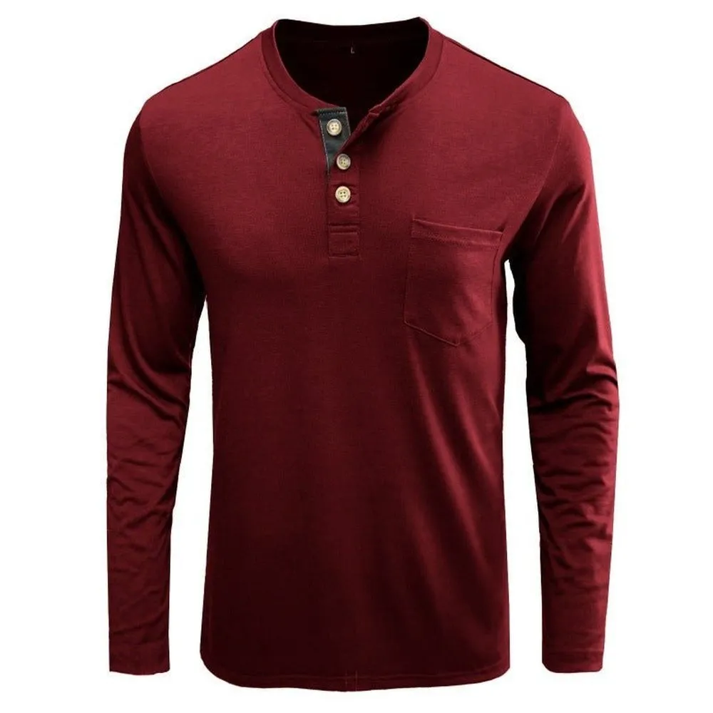Long Sleeve T-Shirt With Buttons And Chest Pocket